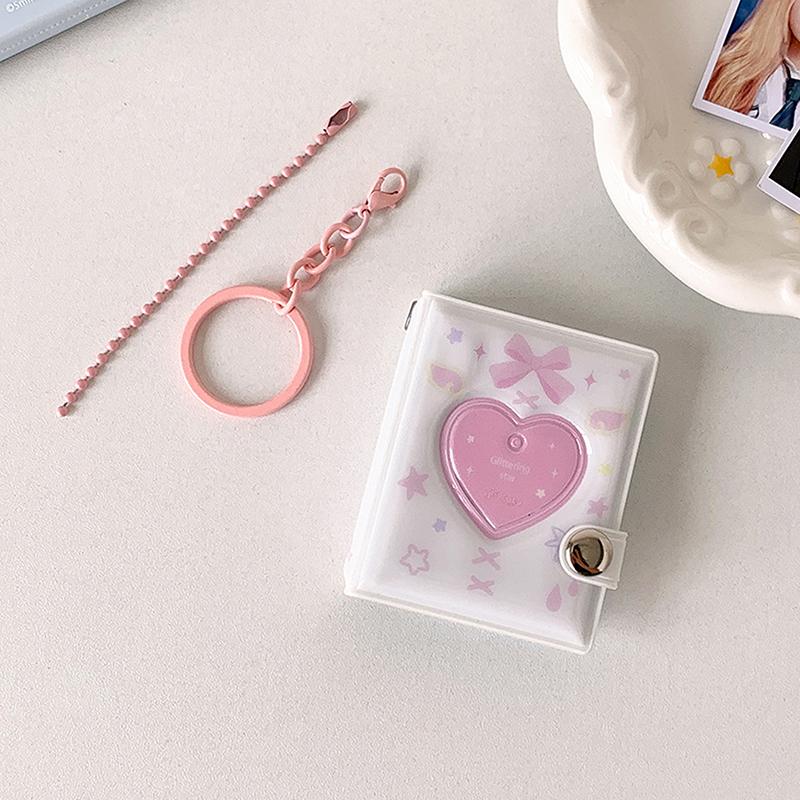 Pockets Portable Keychain Jewelry Photos Holder 1/2 Inch Mini Photo Albums For Photos Cards Small Album Book Photocard Holder