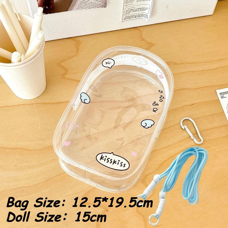 Original Design Transparent PVC Storage Bags for Women Kawaii Doll Storage Bag with Colorful Lanyard Plush Doll Display 2025 New