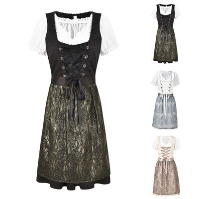 Beer Festival Costume Bavarian Women's Performance Costume Floral Print Square Neck Dress
