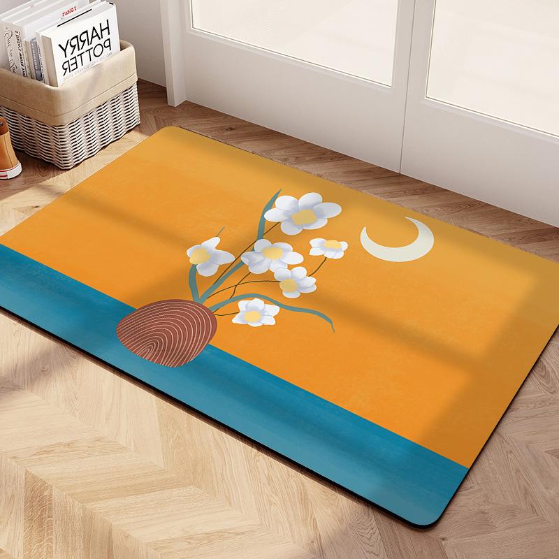 Nordic Wind Soft Diatom Mud Floor Mat Flower Home Bathroom Non-slip Mat Toilet Toilet Absorbent Foot Mat