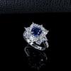 Sterling Silver Sapphire Halo Diamond Ring - Elegant Women's Luxury Jewelry