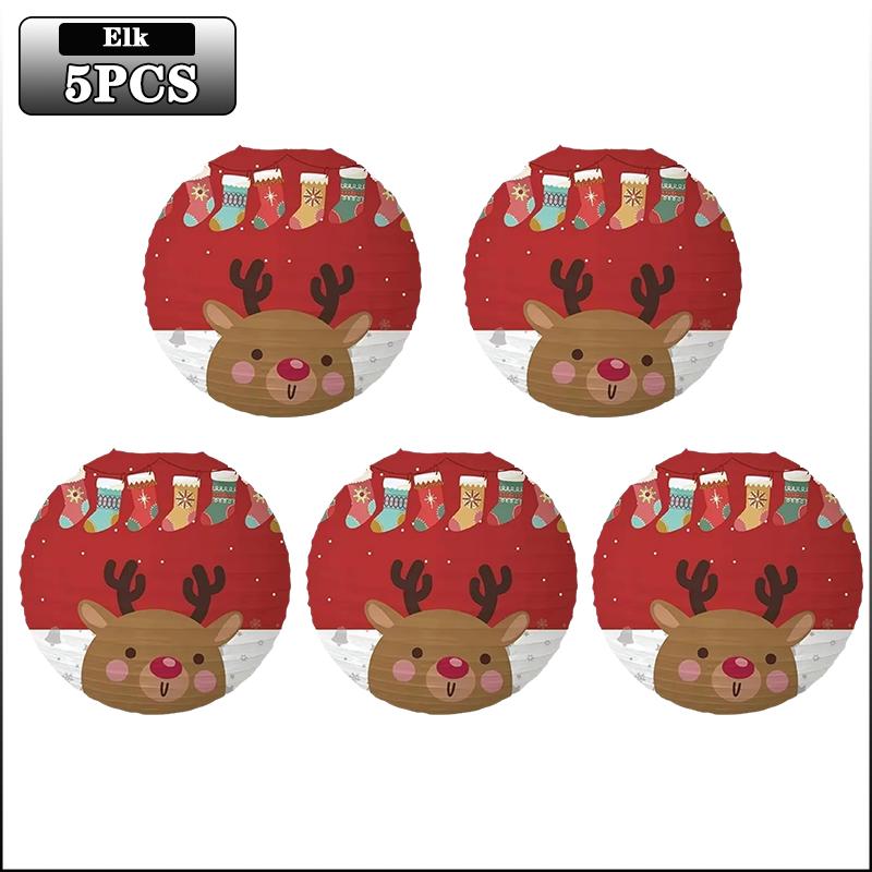 1-20PCS Christmas Paper Lanterns Santa Snowman Reindeer Hanging Lanterns for Xmas Party Decorations Holiday Home Decor Gifts