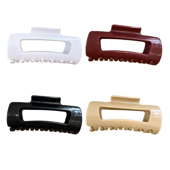 1/4Pcs Women Hair Claw Soft Silicone Anti-slip Teeth Back Head Hair Clip Geometric Shape Pain-Free Wear Hair Pin