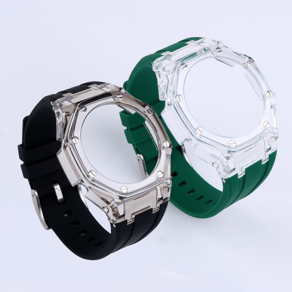 Ga2100 Silicone Mod Kit Strap Case Set For Casio GA-2100/2110 GA-B2100 Transparent Glacier Case Watchband With Refit Tool