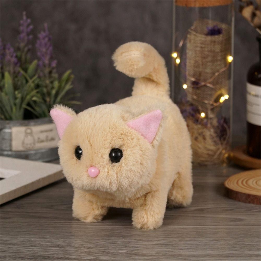 Tail Wagging Electronic Stuffed Doll Stuffed Animal Walking Interactive Cat  Holiday Gift