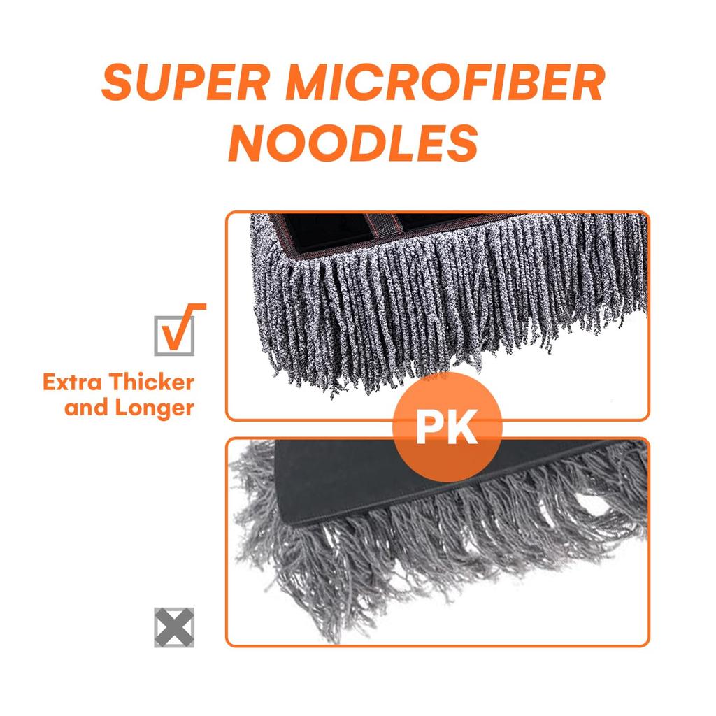 TIIKERI Auto-Staubwischer Staubentferner Auto-Wischer für Außen und Innen mit Verlängerbarem Dickfaserigen Griff bis zu und Rotierendem Bürstenkopf für Tief