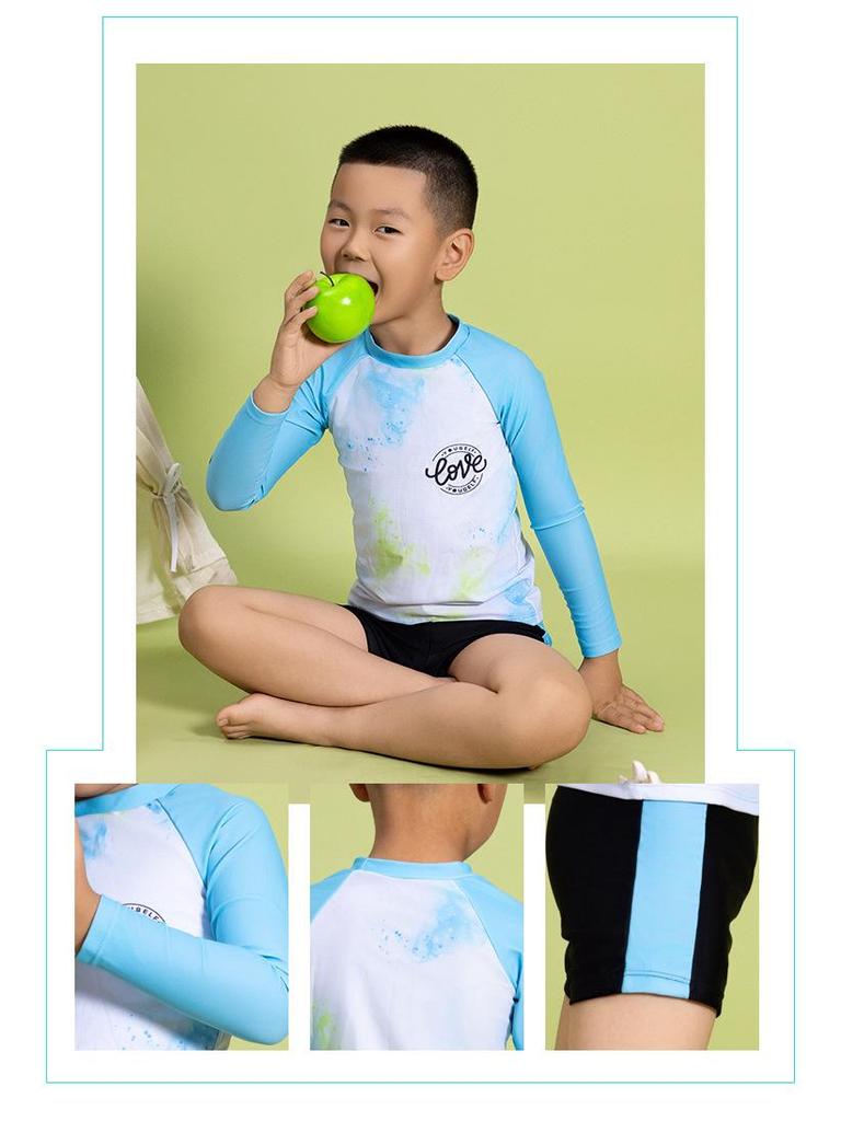 New Boys' Toddler Colorblock Long Sleeve Shorty Swimsuit