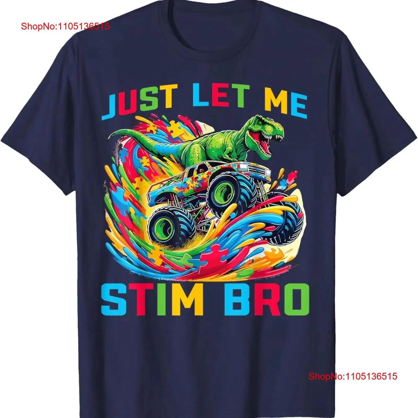 Just Let Me Stim Bro Dino Kids Boys Funny Autism Awareness T Shirt vintage Washed Top For Everyday Wear Casual Slightly S разноцветный