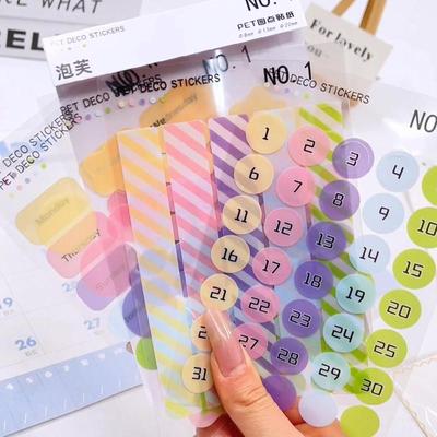 6sheet PET Deco Stickers Macaron Candy Color Dots Marker Sticker Note Decoration for Diary Schedule Album