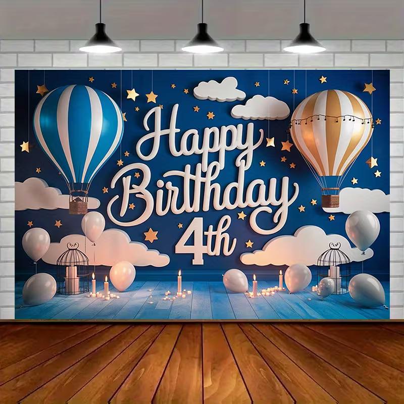 

2D Hot Air Balloon Themed Background Cloth for 4th Birthday & Home Decor 47.2x31.5inch/120*80cm