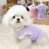 Dog Cotton Vest Lace Ruffle Cap Sleeve Pullover Puppy Clothes Soft Breathable Summer Pet T Shirt with Bow for Small Medium Dogs Cats