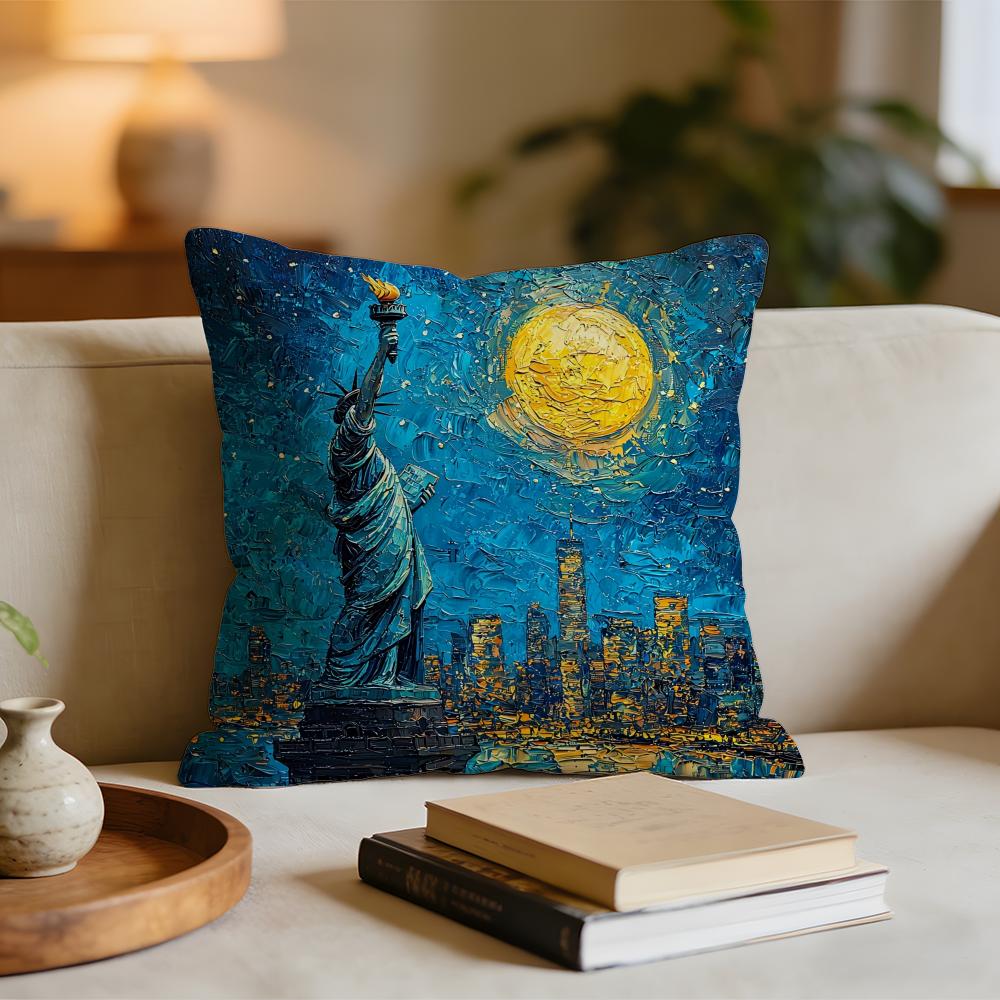ART GGoddess of LLiberty Cushion Cover Short plush pillowcase for bed sofa carwashable