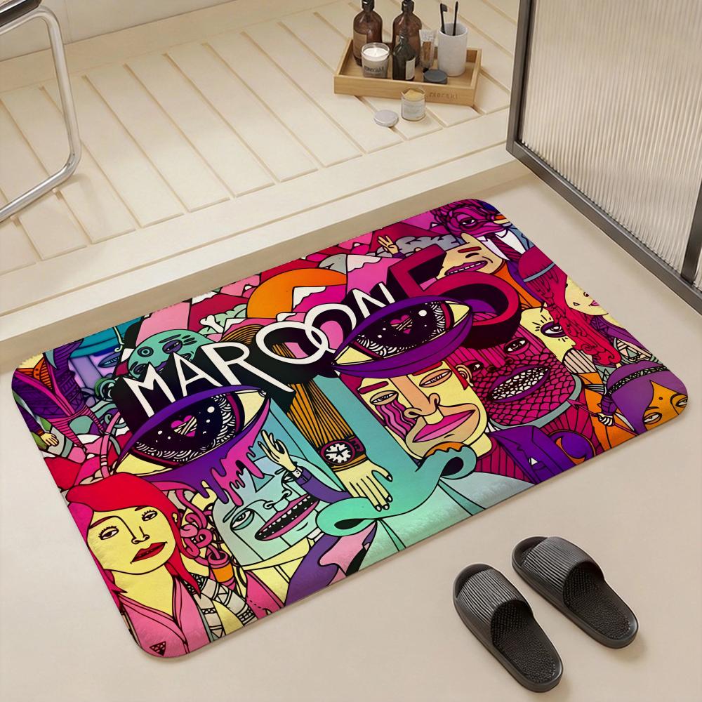 M Maroon 5 band Floor Mat Eco Flannel Doormat Non Slip Odorless Indoor Floor Rug Soft Short Plush Home Mat