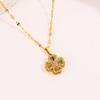 Necklace Light Luxury High Sense Niche Titanium Steel Necklace Trendy Brand Four-leaf Clover Rotatable Temperament Versatile Zircon Necklace Women