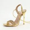 Elegant Women's High Heels 2025 Summer New Fashion Rhinestone One-word Strap Stiletto High Heels Sandals