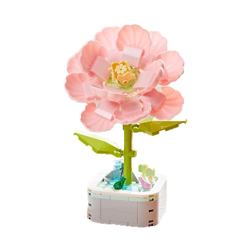 Diamond Horse Flower Block Set: Handmade Eternal Bouquet, Compatible with Lego. Creative Desktop Ornament and Ideal Gift for Girls.