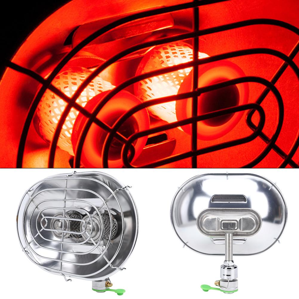 BRS H22 1PCS Stainless Steel Silver Butane Gas Stove Double Head Portable Heater for Outdoor Camping Night Fishing