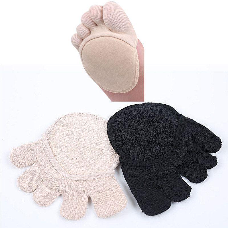 

Невидимые носки-полупальцы с пятью пальцами из чистого хлопка для женских туфель на высоком каблуке, нескользящая подушечка под переднюю часть стопы, летние тонкие носки для йоги с открытым носком, носки-лодочки для стопы Thick Sole Full Toe Skin 1 Pair