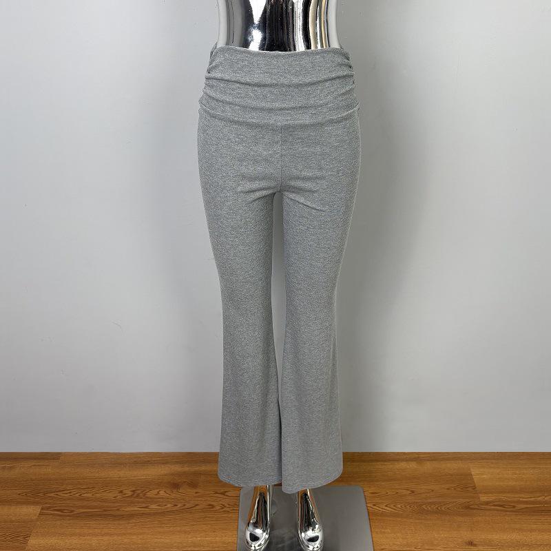 Korean Dongdaemun Slimming Pleated Flare Long Pants - Women s Trendy Casual Floor-Length Pants Medium темно-серого