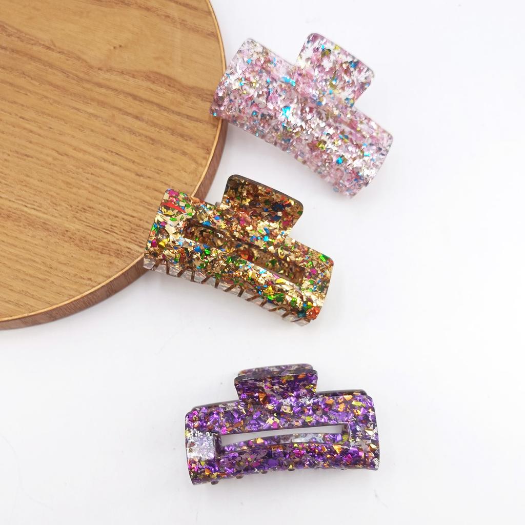New Women Sequin Hair Claw Tough Colorful Plastic HairClip Large Size Hair Clamps Crab Hairpin Hair Accessories Girl Gift