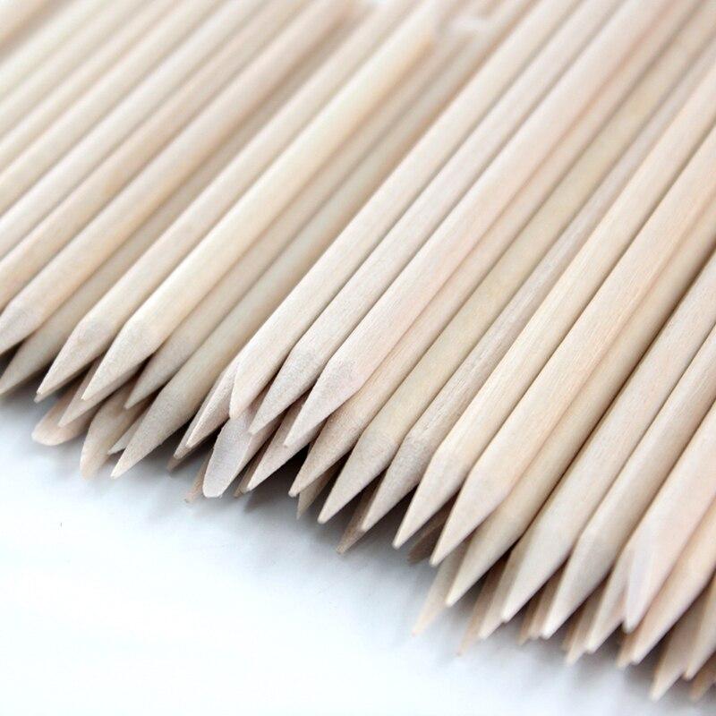 100pcs/set Nail Art Design 4 Different Sizes Orange Wood Sticks Cuticle Pusher Remover Manicures Tools