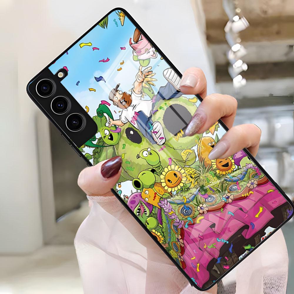 P-Plants VS Zombies Phone Case For Samsung A25 A13 A33 5G A54 A36 A35 A56 A52 A14 Shockproof Glass Cover Samsung A13 5G