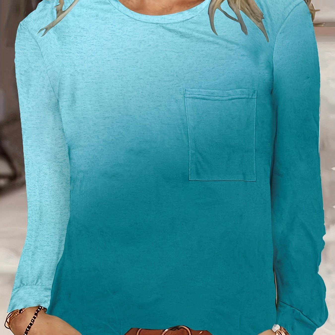 

Футболка с круглым вырезом и длинным рукавом из цветного блока, эластичный полиэстер, сплошной цветной узор, идеальная повседневная женская одежда на весну и осень 3XL