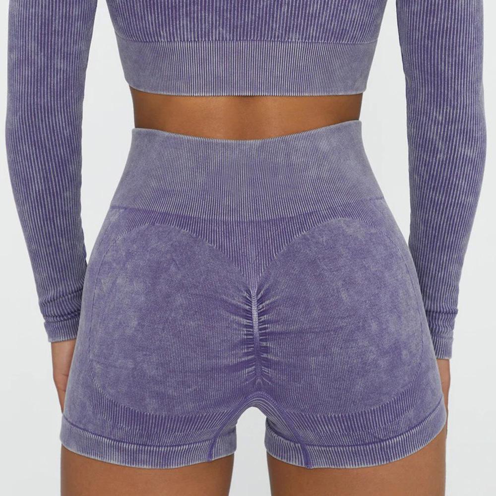 High Waist Elastic Yoga Shorts - Butt-Lifting, Sanded, Solid Color, Summer Activewear