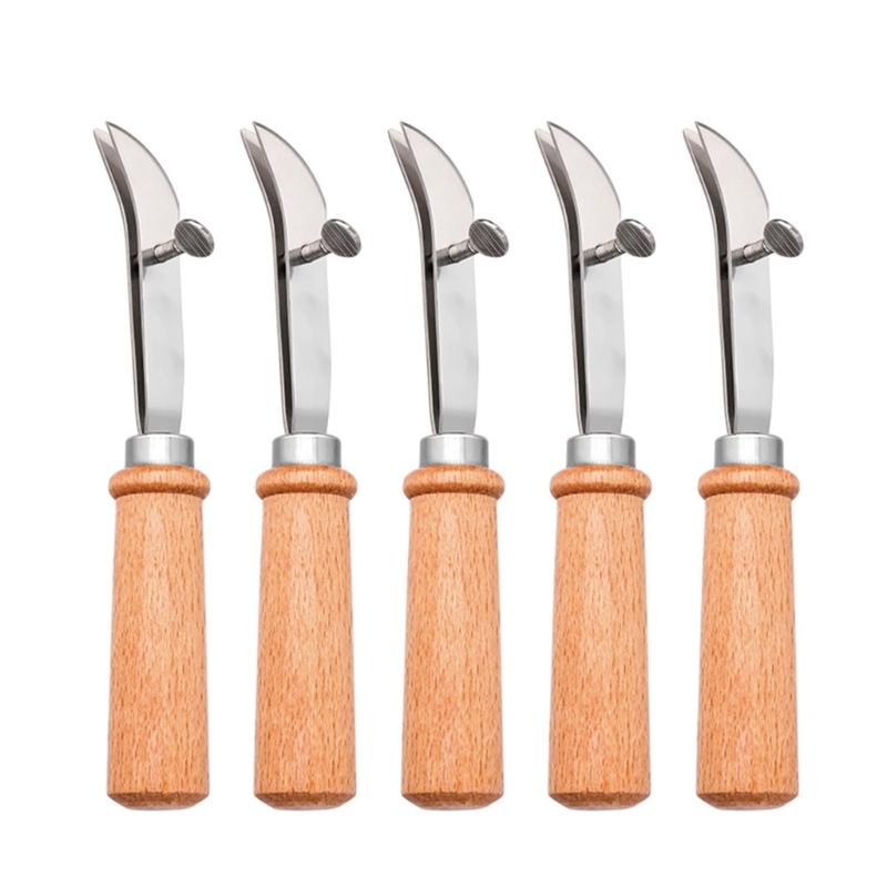 Wood Handle Leather Edging Creaser Tool Adjustable Leather Skiving Working Tool for Leather Craft 0.5mm 1.2mm 1.5mm