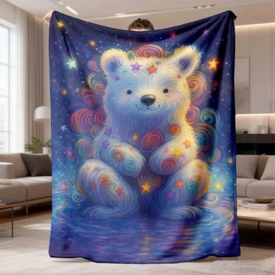 2026 Latest Flannel Blanket Vintage Polar Bear Star Print Flannel Throw Blanket Soft, Warm, and Comfortable for Sofa, Bed, Car, Office, Camping, Trave