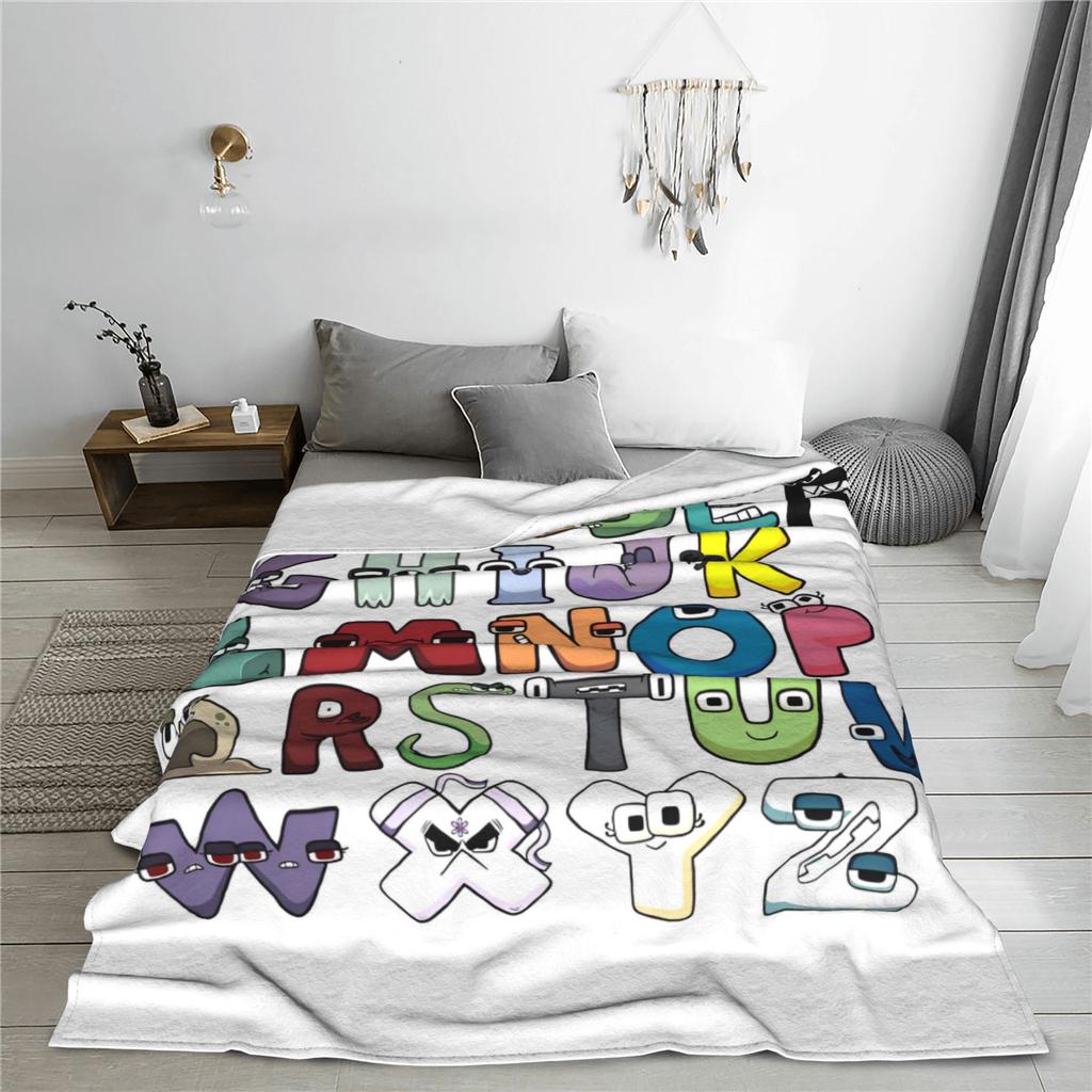 Alphabet Lore Anglický Kreslený Plyšové Deky Padouch Písmeno ABC Novinka Deku na Gauč pro Domov 130*100cm Prošívaná Teplá