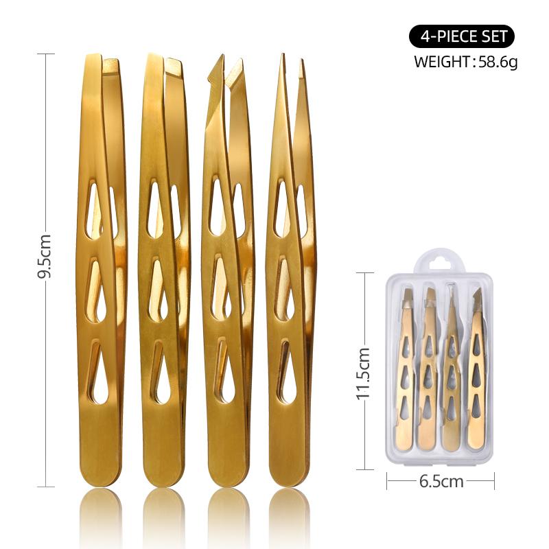 Eyebrow Tweezer Set, 4 Pcs Professional Stainless Steel Tweezers for Women, Precision Tweezer for Facial Hair, Splinter and Ingr