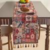 Table Flag Red Jacquard Tea Flag Fringed Ethnic Style Geometric Tv Cabinet Coffee Table Long Cover Decoration