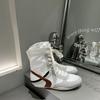 Miu Series Inner Height Increase Casual Leather Boxing Boots Women's Light and Comfortable Breathable Sports Wind Color Matching High Top