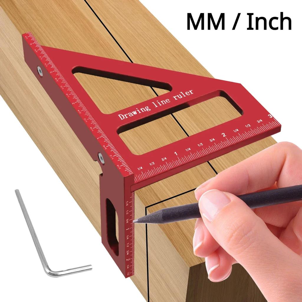 Woodworking Tenon Caliper Dovetail Jig and Miter Triangle Ruler - 1Pc/2Pcs Aluminum Square Protractor and Tenon Gaps Gauge Kit