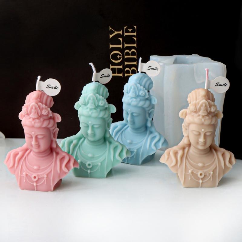 3D Buddhas Silicone Candle Mould for Handmade Soap Gypsum Resin Aromatherapy Candle Mold Desktop Decors for Any Occasion