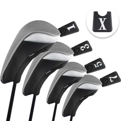 Andux Wood Golf Golf Wood Driver Headcovers with Interchangeable Number Set of Headcovers, Tags, 4, MT/MG (Gray)