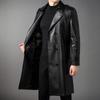 Cappotto Lungo da Uomo in Pelle Autunno e Inverno Nuovo Velluto Doppiopetto Business Casual Cintura Cappotto in Pelle Giacca a Vento in Pelle Giacca da Uomo