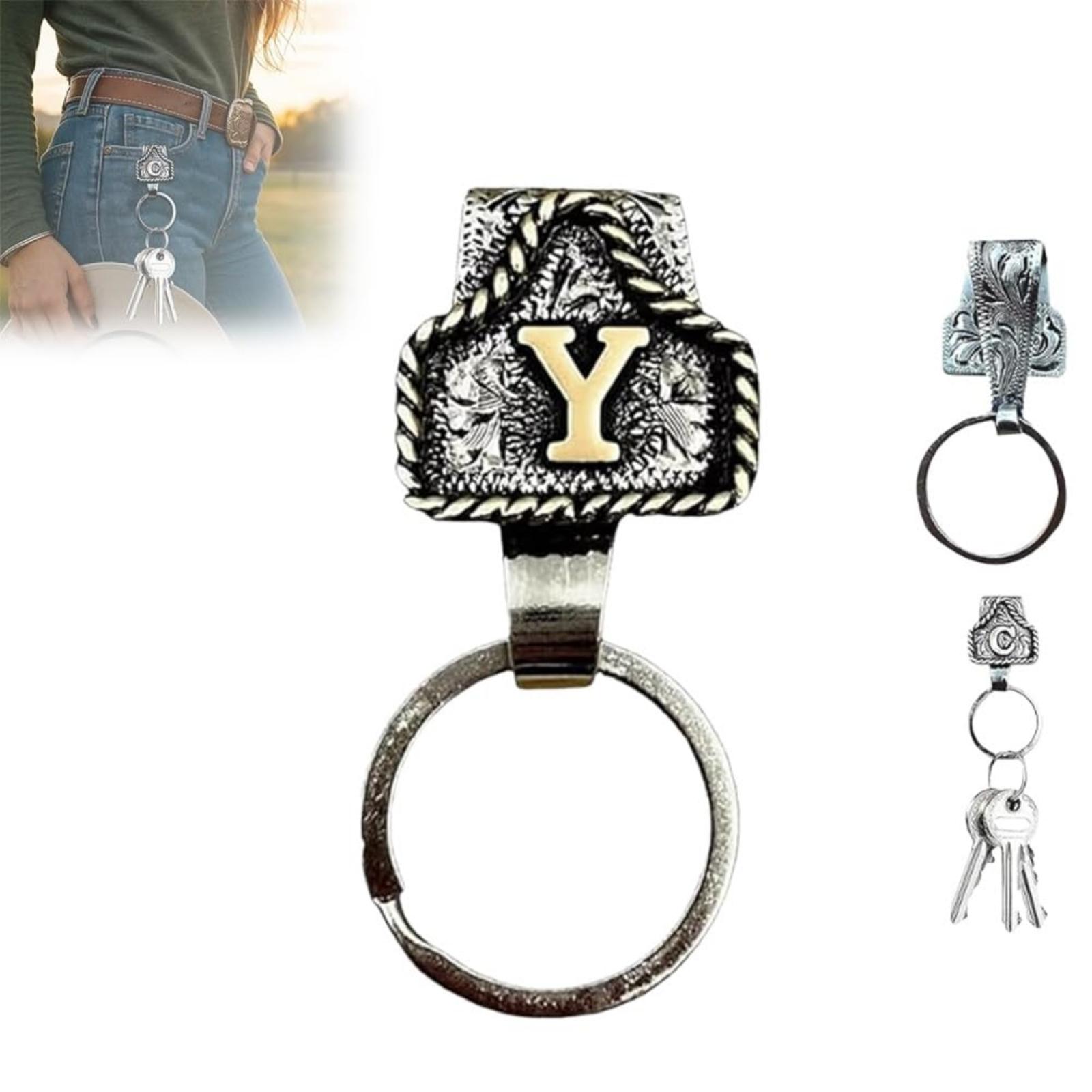 

Брелок для ключей с буквой в стиле западного ковбоя, Винтажный брелок-клип с инициалом ручной работы, Металлический брелок для ключей для ремня One Size