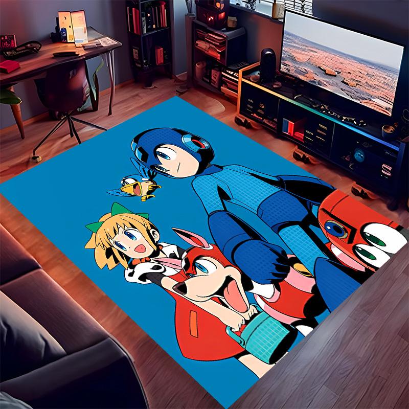 Cartoon Rockman Game Megaman1 Printed Absorbent Washable Carpet, Non-Slip Bathroom Mats, Kitchen Rugs, Yoga Mat,Living Room Entrance, Camping Picnic R