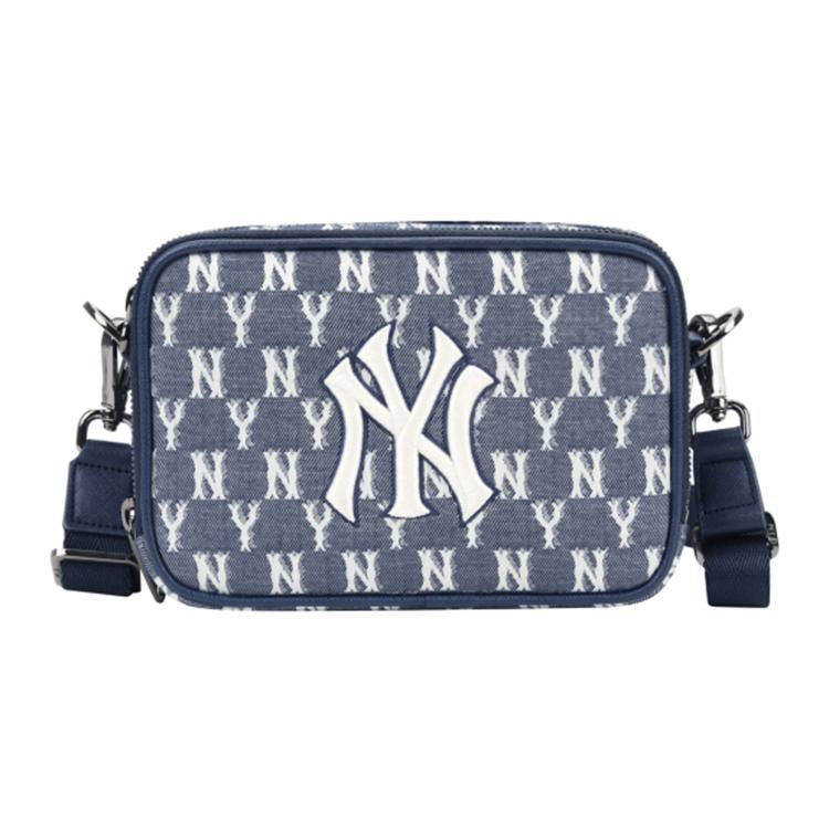 New MLB Monogram Collection Polyurethane Polyester Camera Bag, Shoulder Bag, Crossbody Bag Trumpets Unisex Marine Blue 32BGDM011-50N
