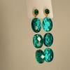 Silver needle retro emerald acrylic diamond-encrusted geometric earrings European and American long temperament high-end earrings women