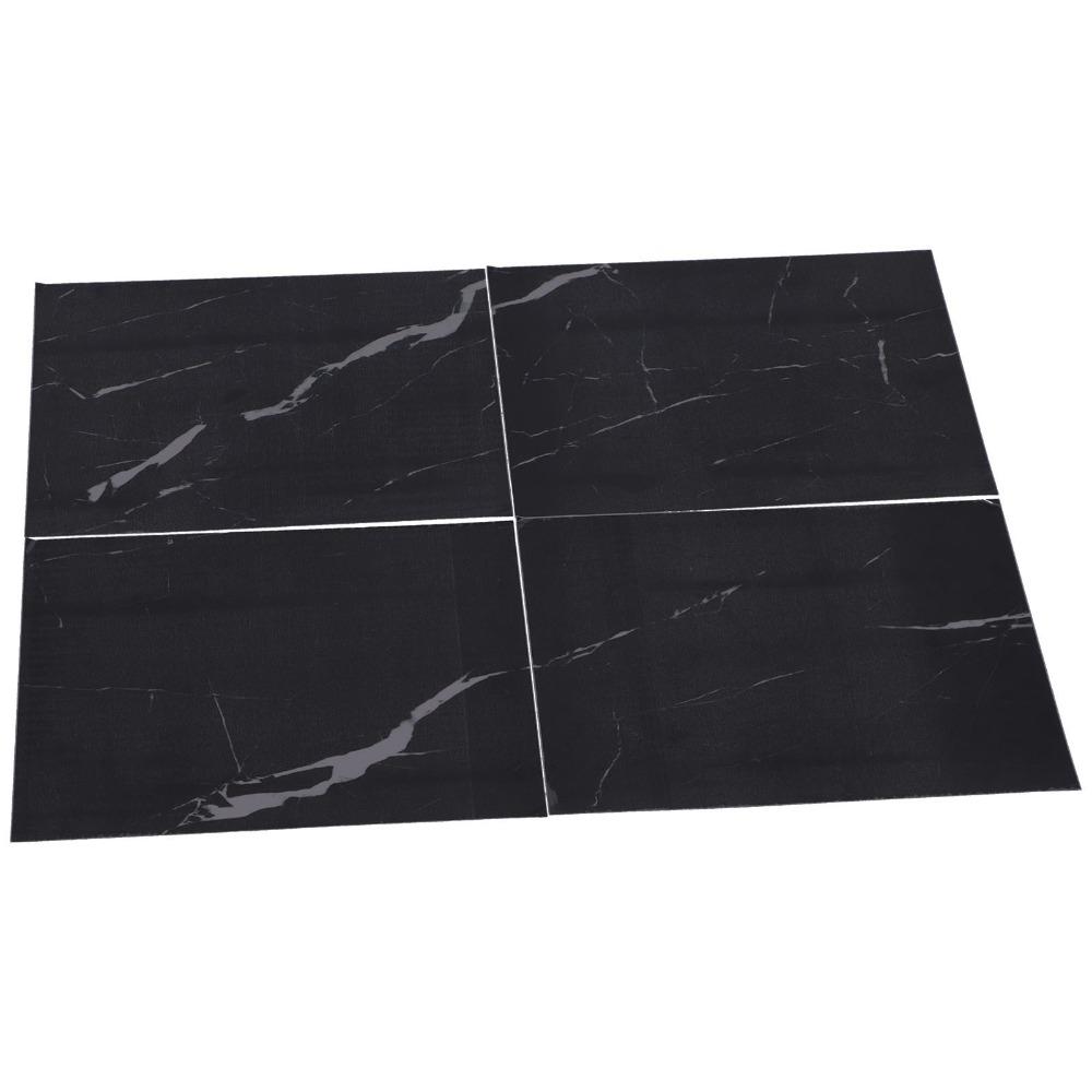 4Pcs Black (Dark Coffee) Self Adhesive Floor Decals Marble Tile Stickers for Stairs