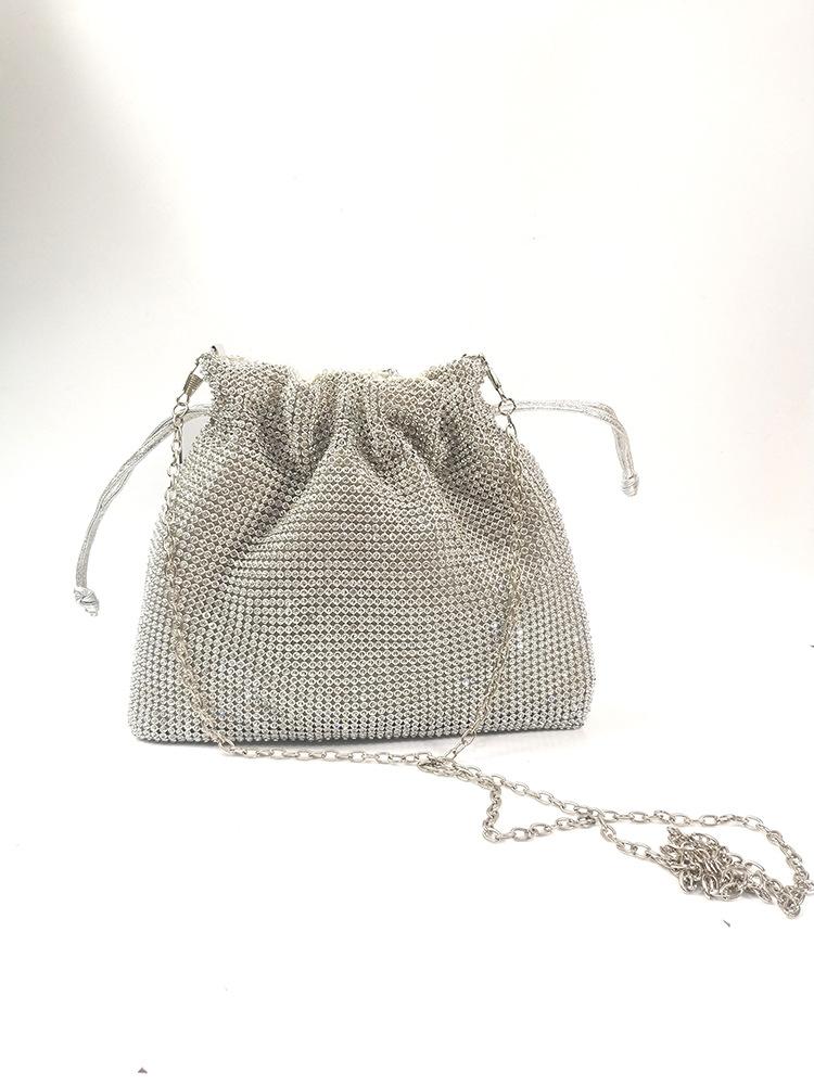 

Internet celebrities ins popular diamond-encrusted bucket rhinestone bag square bag shoulder crossbody women s tide bag big lucky bag срібний