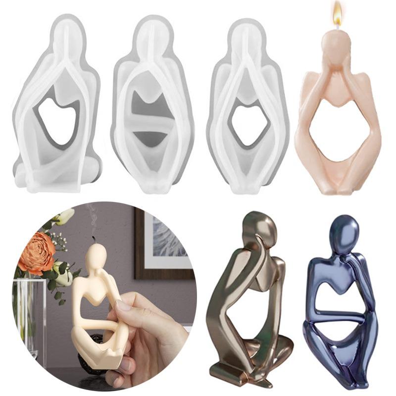 Extremely Simple Style Thinker Abstract Character Silicone Mold Creative Gypsum Decoration Drop Glue Ornament Mold Candle Mold
