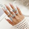 6 Piece Marine Summer Jewelry Adjustable Rings Set Starfish Shell Design Alloy Stackable Gift for Her Beach Holiday
