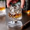 280ml Whiskeyglas Transparentes Verkostungsglas Cocktail-Trinkgläser Drehbarer Tumbler Kristallglasbecher Hausbar Glaswaren
