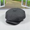 Retro Cap, Beret, Men'S And Women'S Wool Woolen Octagonal Hat, Casual Versatile Couple Hat, Adjustable