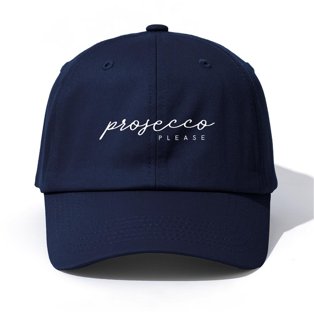 1pc PROSECCO Print Baseball Cap for Adults, Minimalist Retro Style Casual Soft Adjustable Dad Hat, Perfect As Gift