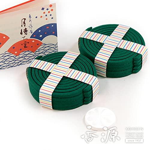 Kunmeido Tsukimachigumo Incense, Value Pack, 20 Spiral Incense Sticks, Sandalwood-based Scent